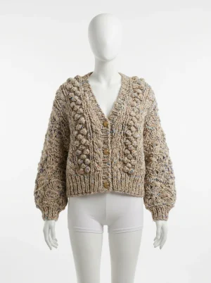 Gilet grosse maille acrylique vintage chic femme perlé - Vue 1 - Gilet grosse maille