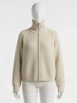 Gilet grosse maille cachemire femme ample col revers - Vue 1 - Gilet grosse maille