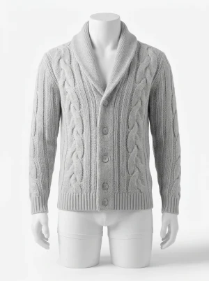 Gilet grosse maille cachemire mélangé vintage homme quotidien - Vue 1 - Gilet grosse maille