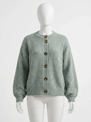 Gilet grosse maille femme coupe ample hiver minimaliste - Vue 1 - Gilet grosse maille