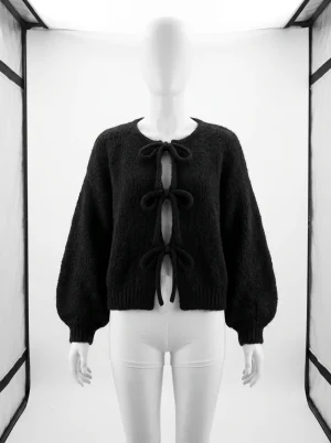 Gilet grosse maille femme décontracté manches lanternes - Vue 1 - Gilet grosse maille