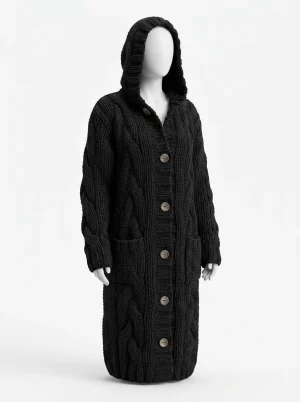 Gilet grosse maille femme long élégant style bureau - Vue 1 - Gilet grosse maille