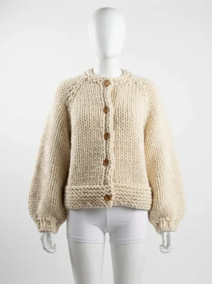 Gilet grosse maille femme rétro coupe ample quotidien - Vue 1 - Gilet grosse maille