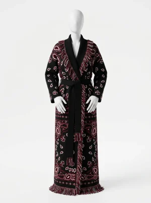 Gilet grosse maille jacquard à franges oversize vintage femme - Vue 1 - Gilet grosse maille