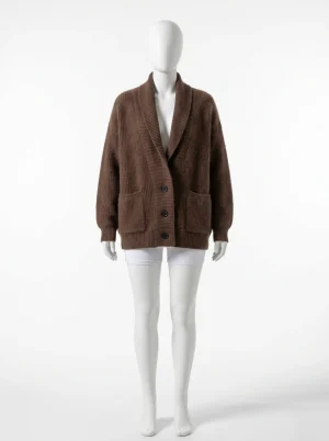 Gilet grosse maille laine femme coupe ample hiver - Vue 1 - Gilet grosse maille