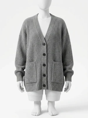 Gilet grosse maille nylon femme ample style décontracté - Vue 1 - Gilet grosse maille