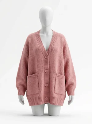 Gilet grosse maille oversize femme décontracté poches - Vue 1 - Gilet grosse maille